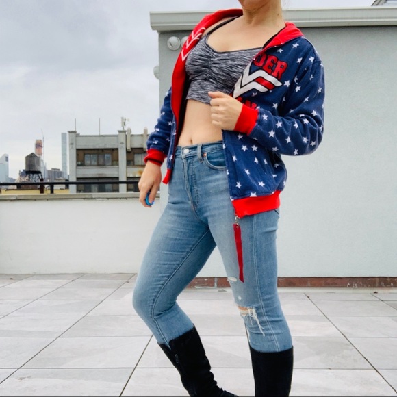 2in1 Vintage Wonder Woman Starred Turn Double Side Hoodie Red Blue - Picture 3 of 16